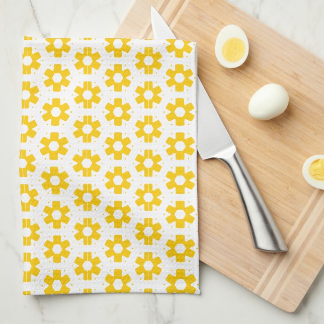 Köketshandduk - Gula blommor Kökshandduk (Vikt i Fjärdedel)