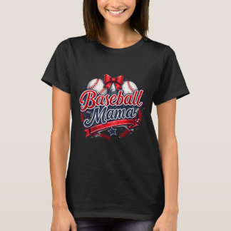 Kokett båge baseball mamma speldag mamma sport t shirt