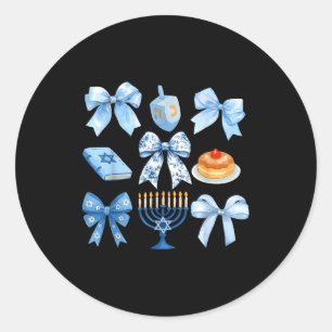 Kokett båge Hanukkah Chanukah Pyjamas Latke Judisk Runt Klistermärke