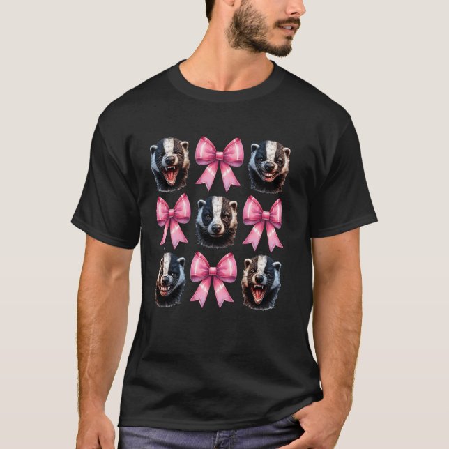 Kokett båge Honungsgrävling Ratel Flicka Mamma Mor T Shirt (Framsida)