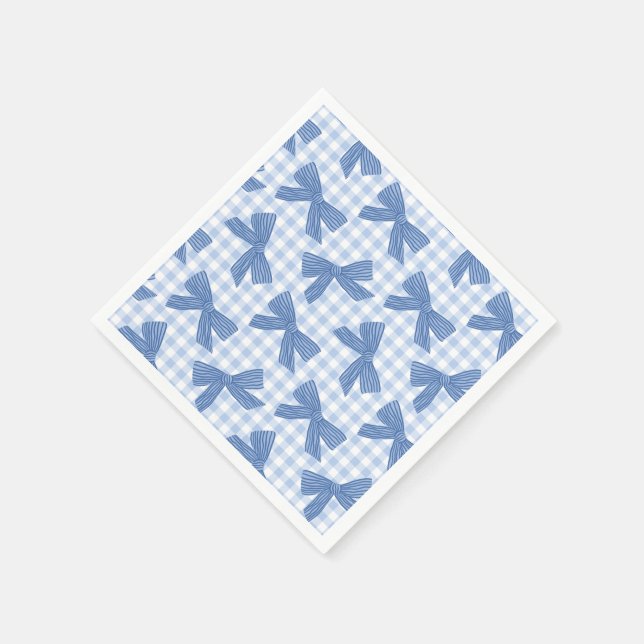 Kokett blå gingham och slingor pappersservett (Hörn)