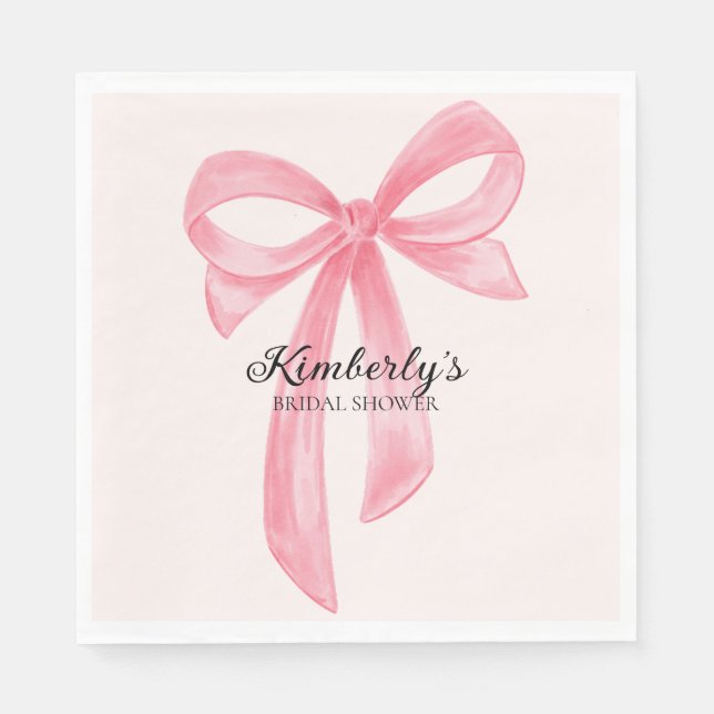 Kokett Bow Rosa Bröllopsfest Pappersservett (Framsidan)