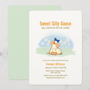 Kokett dum gås Daisy Flower Baby Shower Inbjudningar