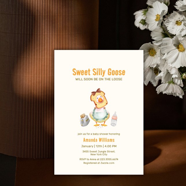 Kokett dumma mor Anka Brunch Baby Shower Inbjudningar (Coquette Silly Mother Goose Brunch Baby Shower Invitation)