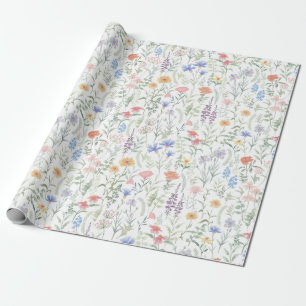 Kokett feminint ängsblommoräng presentpapper