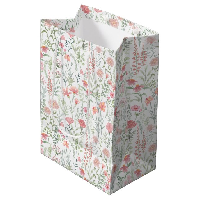 Kokett feminint rosa äng med vilda blommor (Framsidan Vinklad)