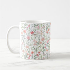 Kokett feminint rosa äng med vilda blommor kaffemugg
