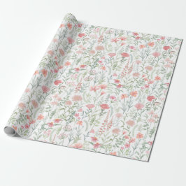 Kokett feminint rosa äng med vilda blommor presentpapper