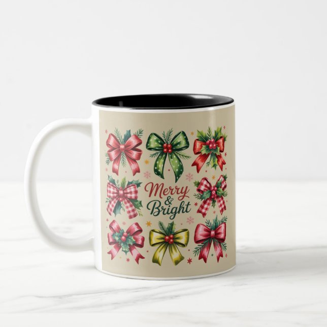 Kokett julbåge jultomte Vintage jul Två-Tonad Mugg (Vänster)