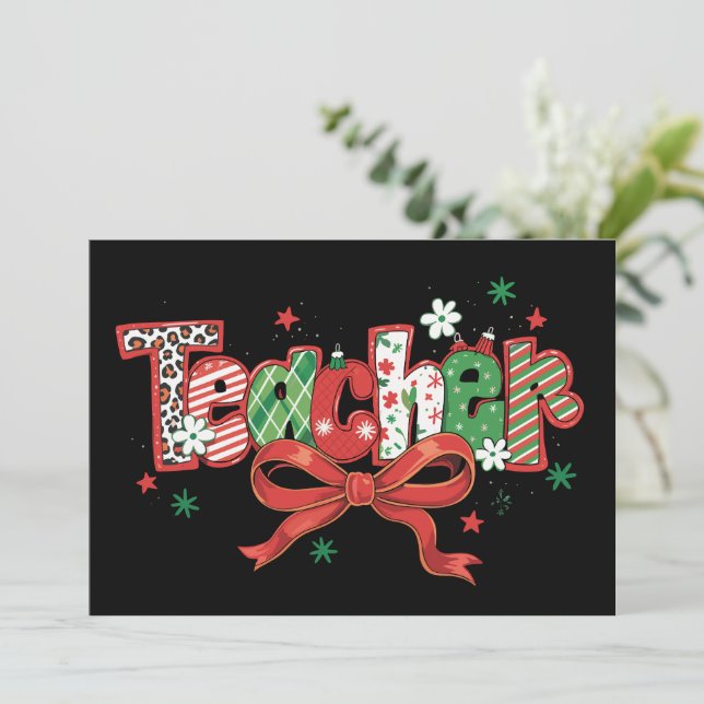 Kokett lärares julkritmerry Christmas  Julkort (Stående Fram)