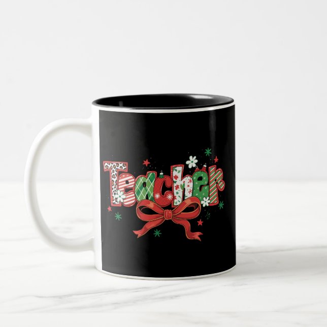 Kokett lärares julkritor Merry Christmas  Två-Tonad Mugg (Vänster)