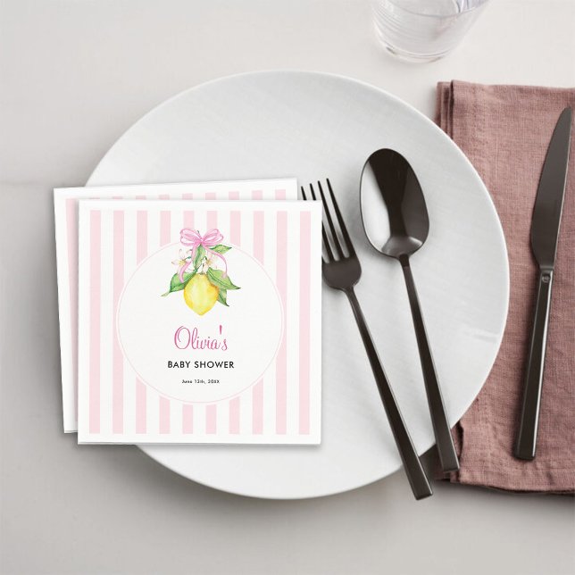 Kokett Lemon Rosa Bebis Shower Pappersservett (Skapare uppladdad)