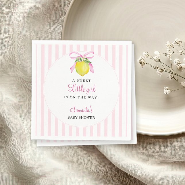 Kokett Lemonrosa Bebisdopp Pappersservett (Skapare uppladdad)