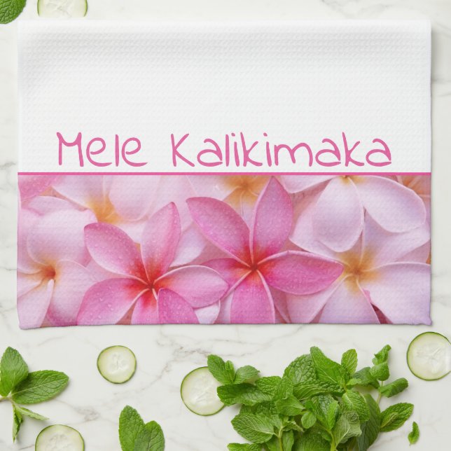 KökHandduk-Jul Mele Kalikimaka Plumeria Kökshandduk (Vikta)