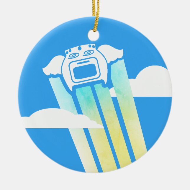 Kökhjältkock vid flytande ugn - julprydnad julgransprydnad keramik (Framsidan)