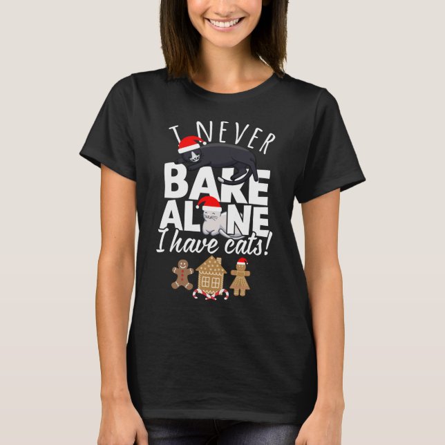 Kokies med katt vid jul och Gingerber T Shirt (Framsida)