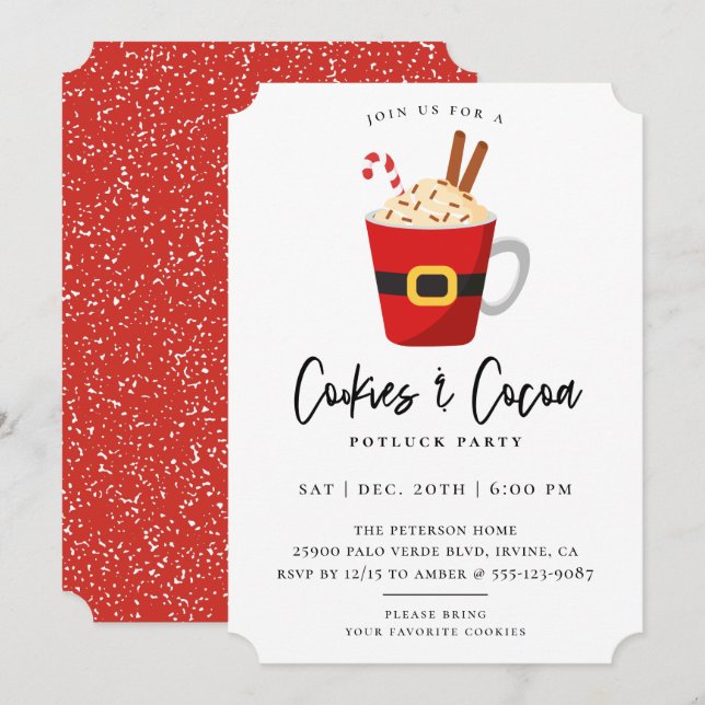 Kokies- och kakaojulfest inbjudningar (Fram/baksida)
