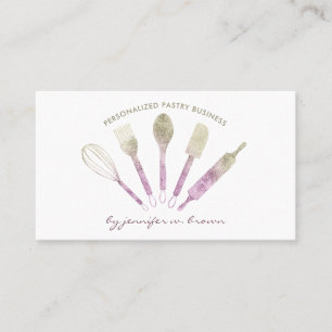 Kokkärlets glitter rosa guld Bakverk Logotyp Visitkort