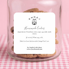 Kokkärlets minimalistiska bageri ingrediens produk fyrkantigt klistermärke