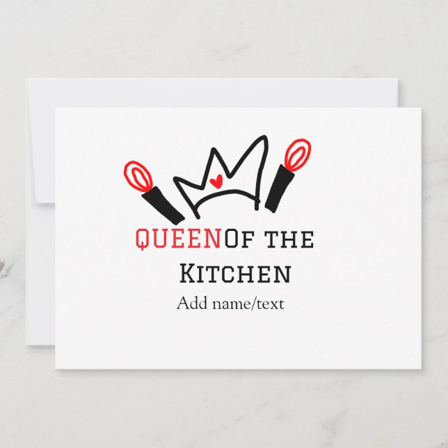 Kökkökets drottning, tillsätt namn krona inbjudningar (Framsida)