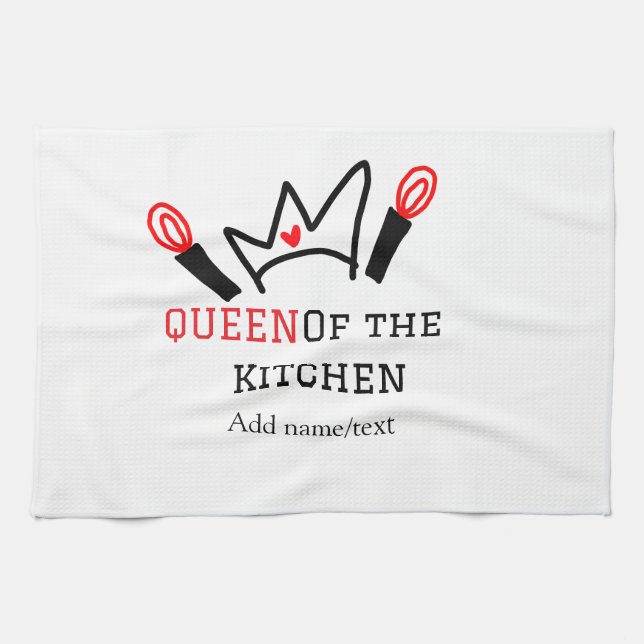 Kökkökets drottning, tillsätt namn krona kökshandduk (Horisontell)
