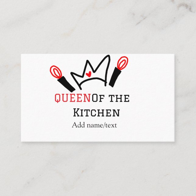 Kökkökets drottning, tillsätt namn krona visitkort (Framsida)