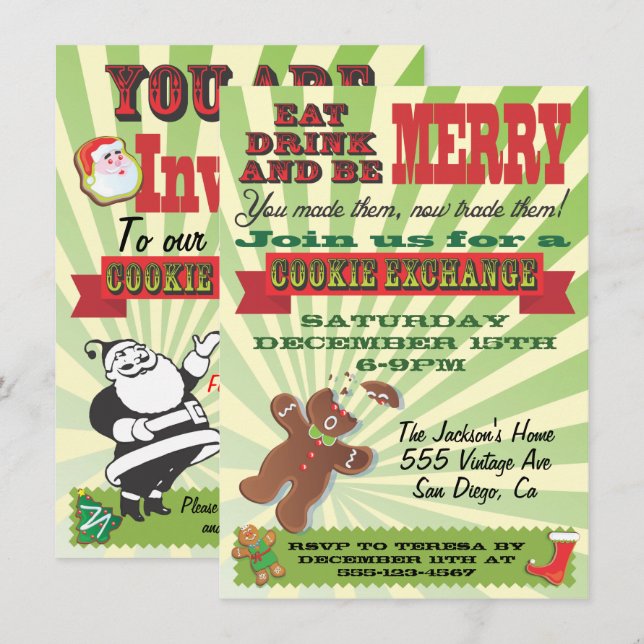 Kokkväxlingsfestinbjudningar Inbjudningar (Fram/baksida)