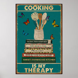 Kokning är min terapeutiska vintage poster