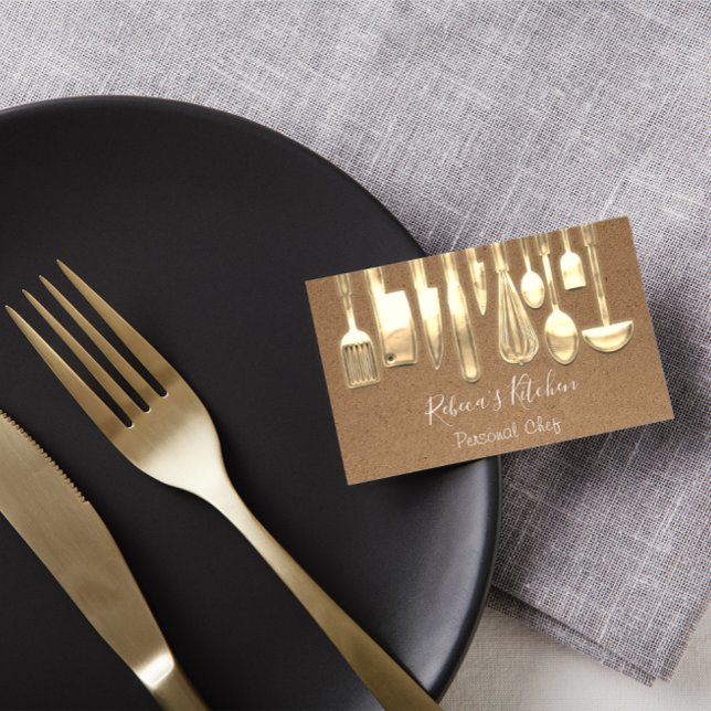Kokning av kronjuvret Guld Visitkort (Cooking Personal Chef Restaurant Culinary Gold Business Card)