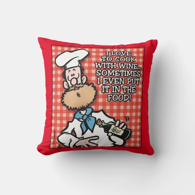 Kokning med Vin Pillow Kudde (Framsida)
