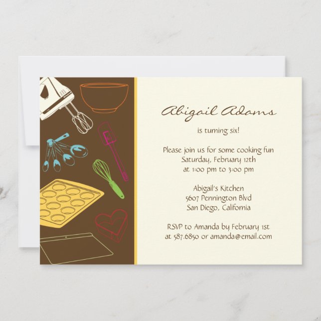 Kokning Party - Födelsedagsfest inbjudan (Framsida)