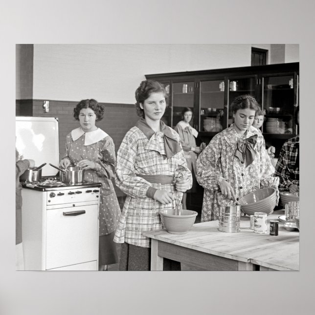 Kokningsklass, 1935. Vintage Photo Poster (Framsidan)