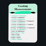 Kokningsmåttsekvivalenter för diagrammagnet magnet<br><div class="desc">Kylmagnet i verksam form och i snyggt,  tillverkat i mynt grönt,  svart och vit samt grafik av en rullstift på en gingham-bakgrund. Kokningsmåttsekvivalenter görs i omväxlande mint-grönt och svart text för enklare visning. Underbar liten presentidé för alla som kokar.</div>