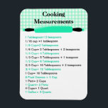 Kokningsmåttsekvivalenter för diagrammagnet magnet<br><div class="desc">Kylmagnet i verksam form och i snyggt,  tillverkat i mynt grönt,  svart och vit samt grafik av en rullstift på en gingham-bakgrund. Kokningsmåttsekvivalenter görs i omväxlande mint-grönt och svart text för enklare visning. Underbar liten presentidé för alla som kokar.</div>