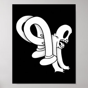 Koko Clown Ghost Twisty Blackwork Poster