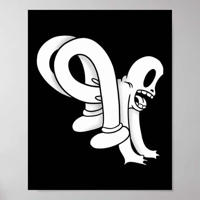 Koko Clown Ghost Twisty Blackwork Poster (Framsidan)