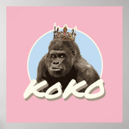 Koko Gorilla Wearing Krona Poster