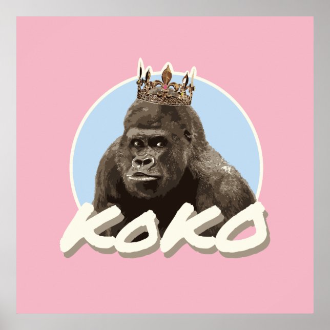 Koko Gorilla Wearing Krona Poster (Framsidan)