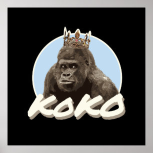 Koko Gorilla Wearing Krona Poster