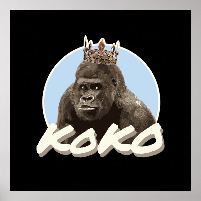 Koko Gorilla Wearing Krona Poster (Framsidan)