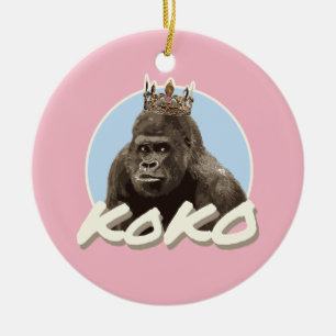 Koko gorillan som ha på sig kronan julgransprydnad keramik