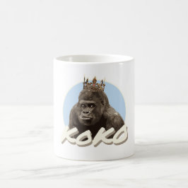 Koko gorillan som ha på sig kronan kaffemugg