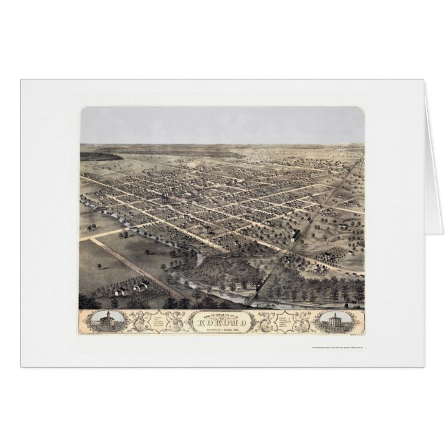 Kokomo I den panorama- kartan - 1868 Hälsningskort (Framsidan Horizontal)