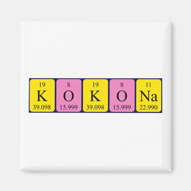 Kokona periodiskt bord namn magnet (Framsidan)
