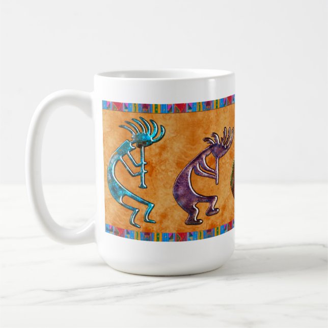 Kokopelli 3D Anasazi Native American Motif Kaffemugg (Vänster)