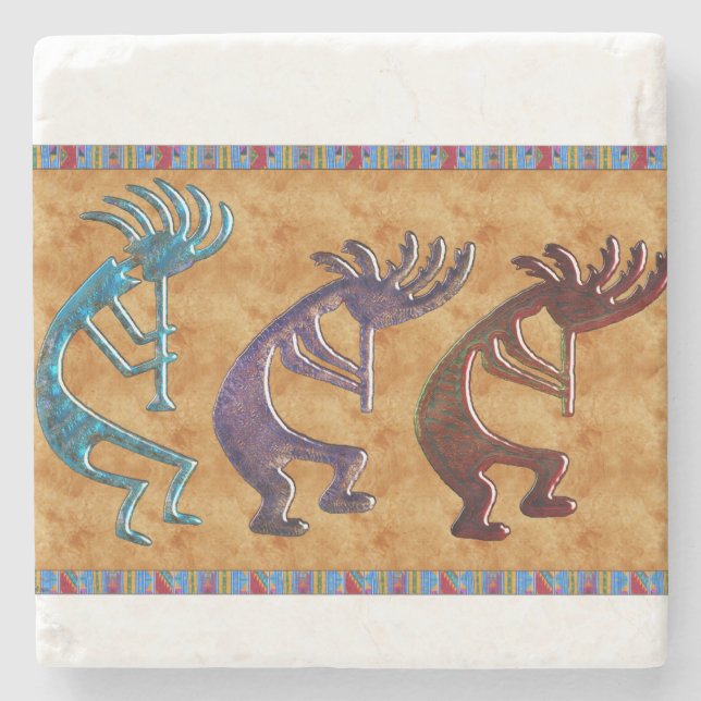 Kokopelli 3D Anasazi Native American Motif Stenunderlägg (Framsidan)