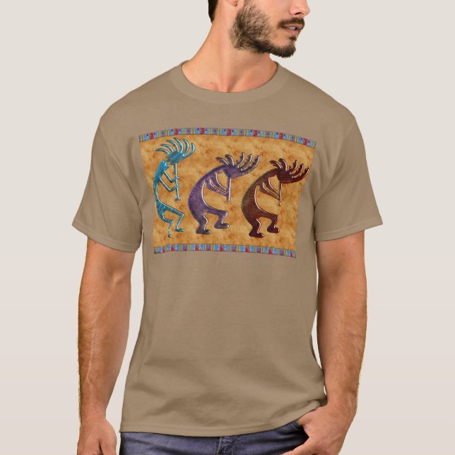 Kokopelli 3D Anasazi Native American Motif Tee (Framsida)