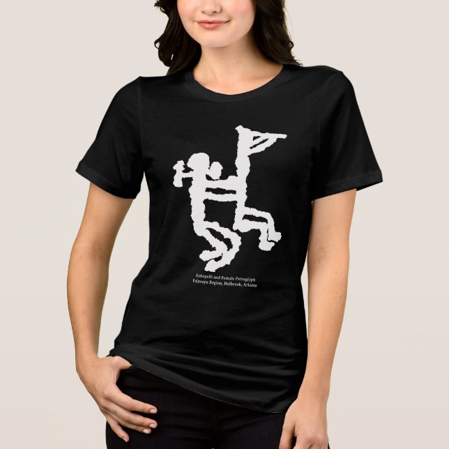 Kokopelli and Female Petroglyph T Shirt (Framsida)