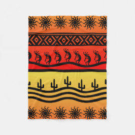 Kokopelli Aztec Tribal Desert SouthWestern Design Fleecefilt