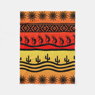 Kokopelli Aztec Tribal Desert SouthWestern Design Fleecefilt